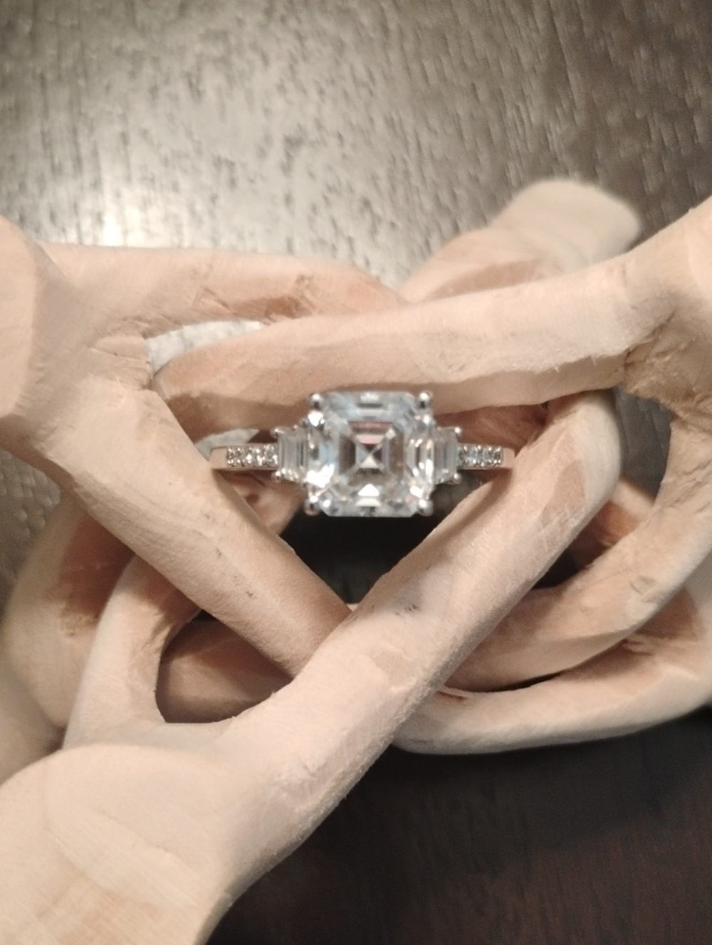 Genuine Moissanite Ring In 925 Sterling Silver